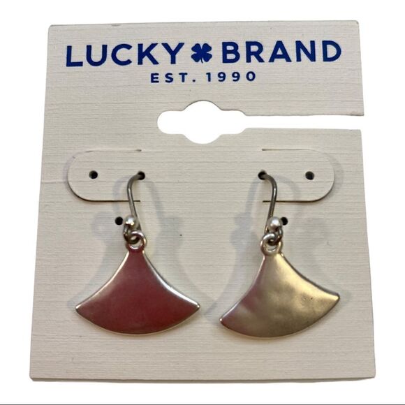 Lucky Brand Hammered Matte Silver Fan Drop Earrings. - Picture 6 of 6